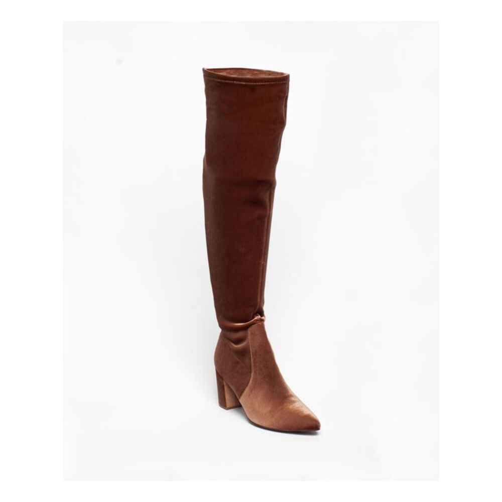 SMASH SHOES Womens Brown Padded Malia Pointed Toe Block Heel Heeled Boots 11